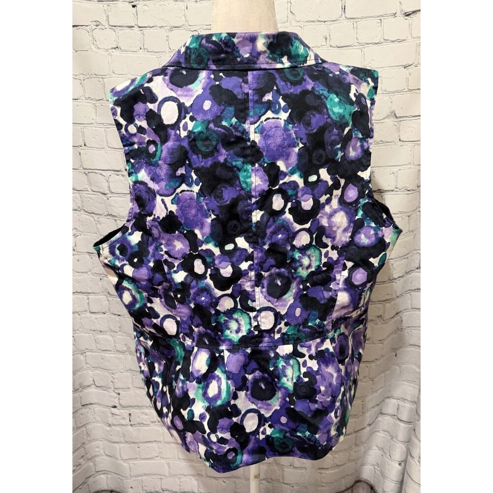 Lane Bryant Purple/Green/Black/White Fully Lined Button Vest Women’s Size 24 - Picture 4 of 6